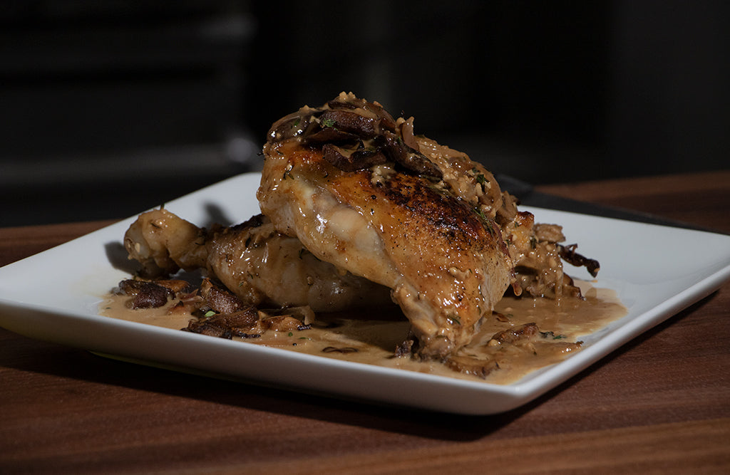 Delicious Chicken Leg Quarters Recipe with Roasted Garlic and Mushrooms