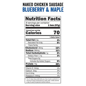 Joyce Farms Blueberry & Maple Naked Chicken Sausage Nutrition
