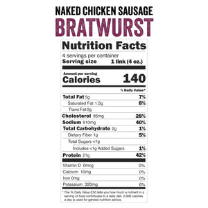 Joyce Farms Bratwurst Chicken Sausage Nutrition