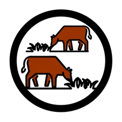 Icon of two brown cattle grazing, symbolizing regenerative agriculture principle #5: integration of livestock