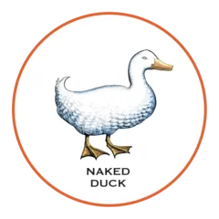 Woodcut Illustration of Joyce Farms Naked Duck