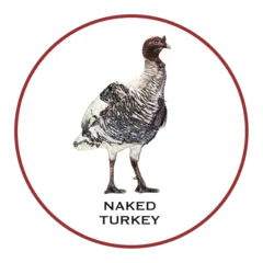 Woodcut illustration of Joyce Farms Naked Turkey